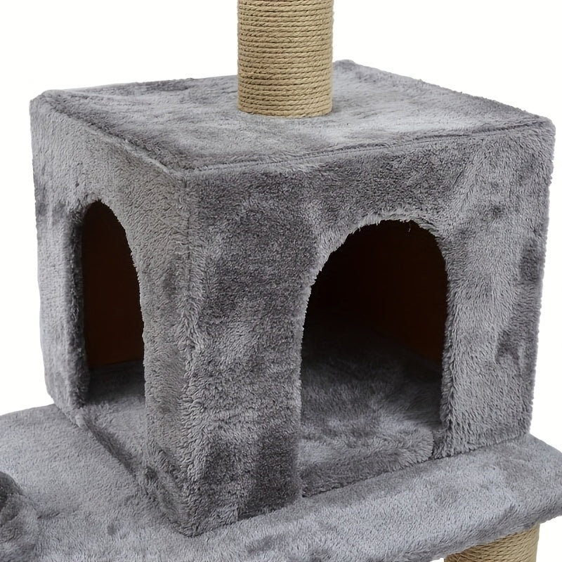 Árvore de Gato Moderna para Gatos Grandes - Torre Multi-Nível com Ninho Trançado e Postes de Sisal