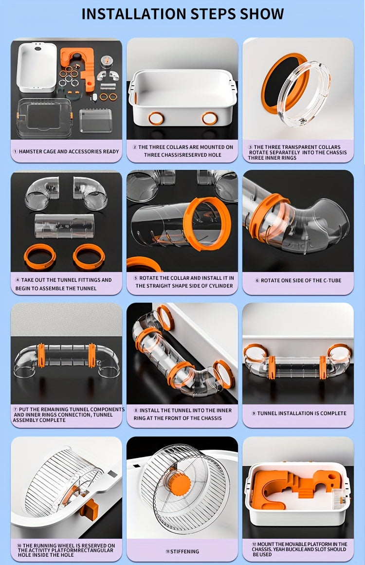 Vivário Grande para Hamster com Roda e Brinquedos