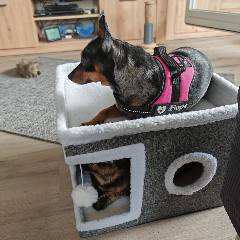 Cama Dupla Camada para Gatos - Ninho de Luxo, Tenda e Caverna para Gatos e Cães Pequenos