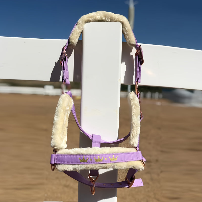 Halter de Cavalo de Lã com Faixa de Pele Sintética Removível