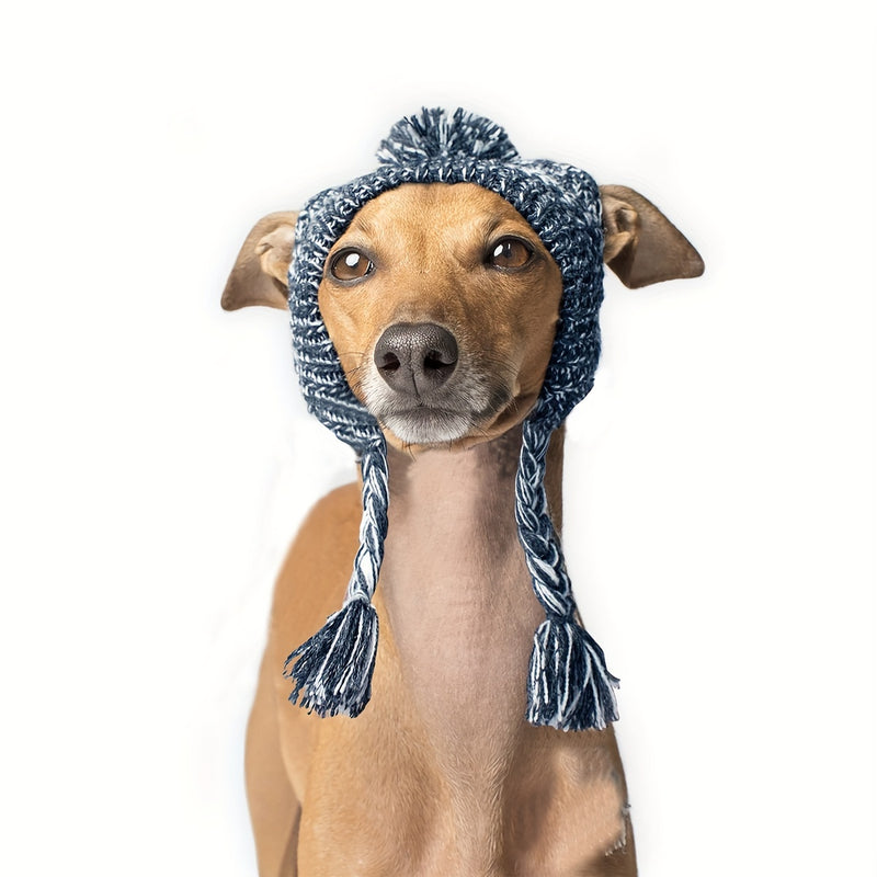 Gorro de Inverno para Cães - Chapéu de Malha Quente para Cachorros com Furos para as Orelhas e Ajuste de Queixo