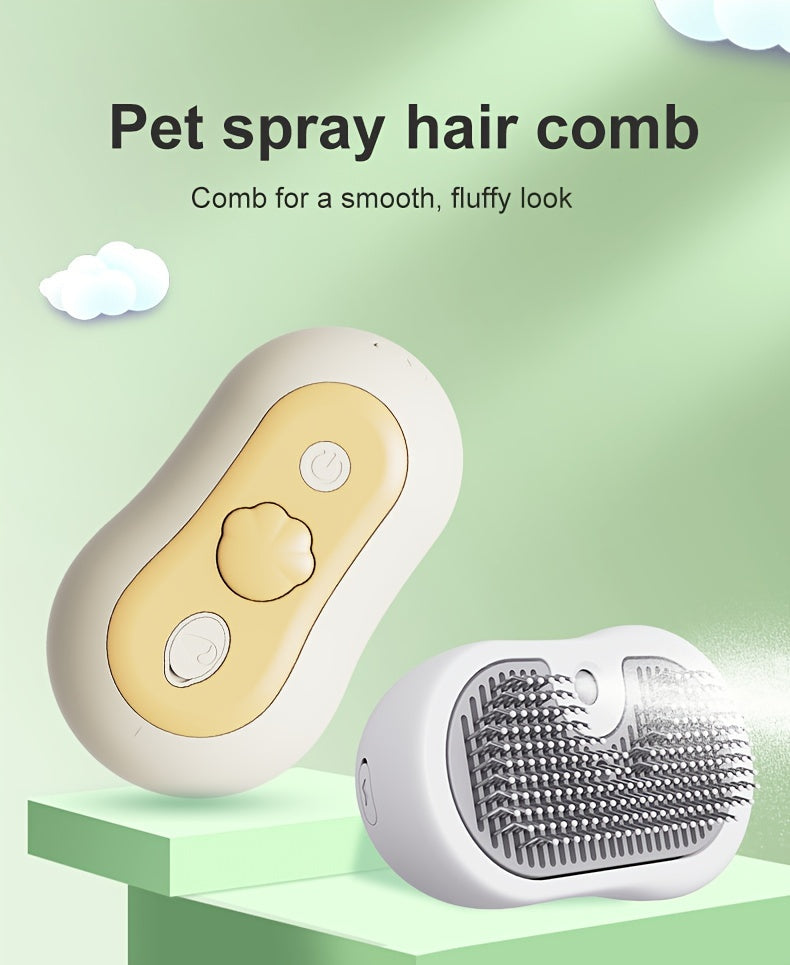 Escova de Grooming 3 em 1 PetPro com Vapor USB - Escova de Massagem e Remoção de Pelos para Gatos e Cães