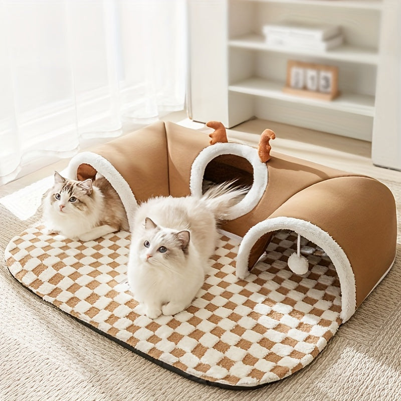 Cama Interativa em Forma de Urso para Gatos e Pets Pequenos