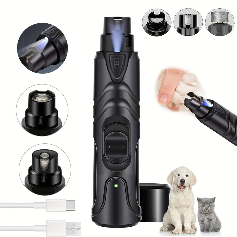 Alicate Elétrico para Unhas de Cães com Moinho Diamantado - Ferramenta de Cuidados para Garras de Cães, Carregamento USB, Silencioso e Sem Vibração, Ideal para Todas as Raças