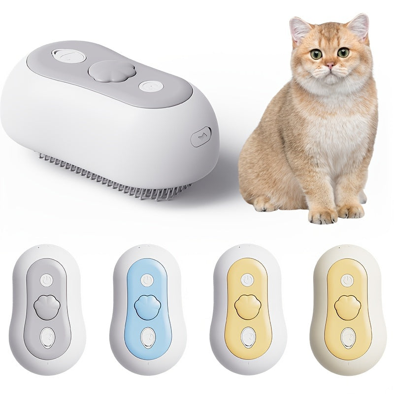 Escova de Grooming 3 em 1 PetPro com Vapor USB - Escova de Massagem e Remoção de Pelos para Gatos e Cães