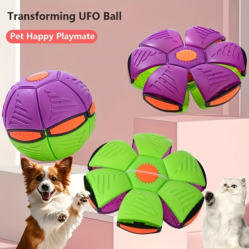 Brinquedo Interativo UFO para Cães - Bola de Borracha Durável com Hélices Rotativas