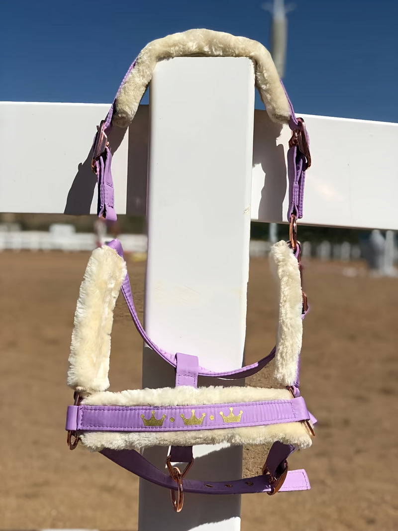 Halter de Cavalo de Lã com Faixa de Pele Sintética Removível