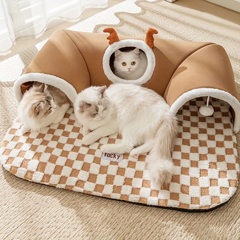 Cama Interativa em Forma de Urso para Gatos e Pets Pequenos