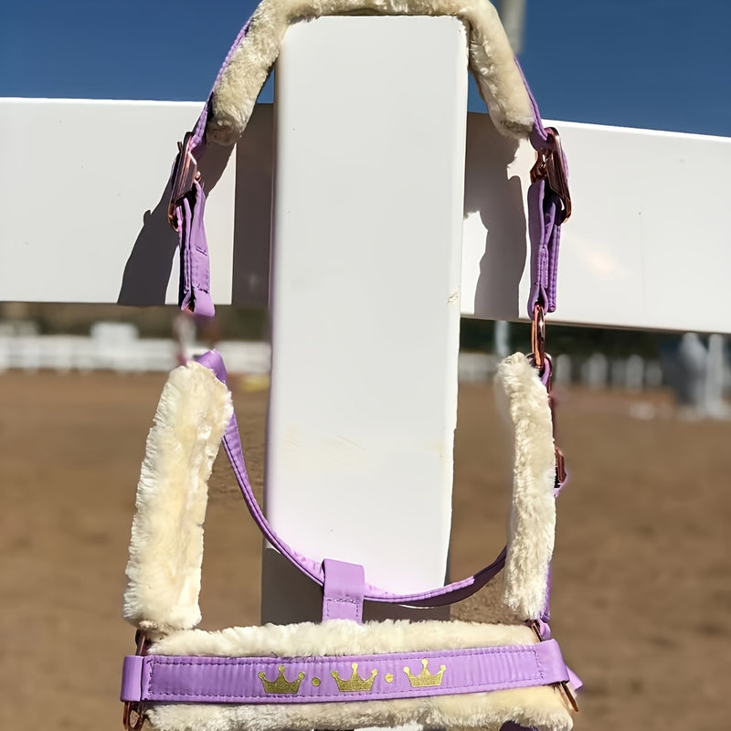 Halter de Cavalo de Lã com Faixa de Pele Sintética Removível