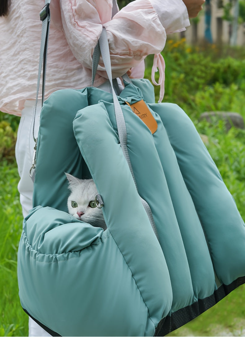 Mochila de Transporte para Gatos e Cães Pequenos - Assento de Carro com Cinto de Segurança Ajustável, Impermeável e Confortável para Viagens