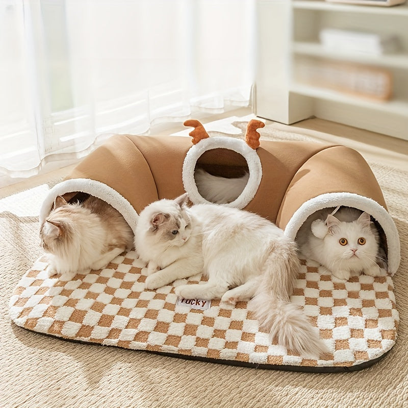 Cama Interativa em Forma de Urso para Gatos e Pets Pequenos