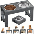 Comedouro Elevado para Cães - 4 Alturas Ajustáveis com 2 Tigelas de Aço Inox, Antiderrapante, Ideal para Cães Médios e Grandes