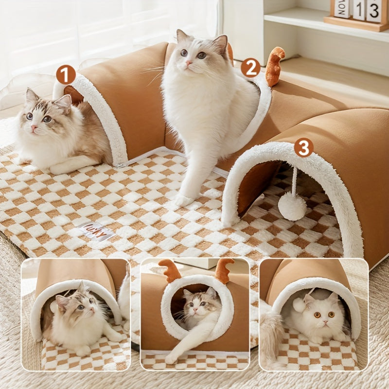 Cama Interativa em Forma de Urso para Gatos e Pets Pequenos