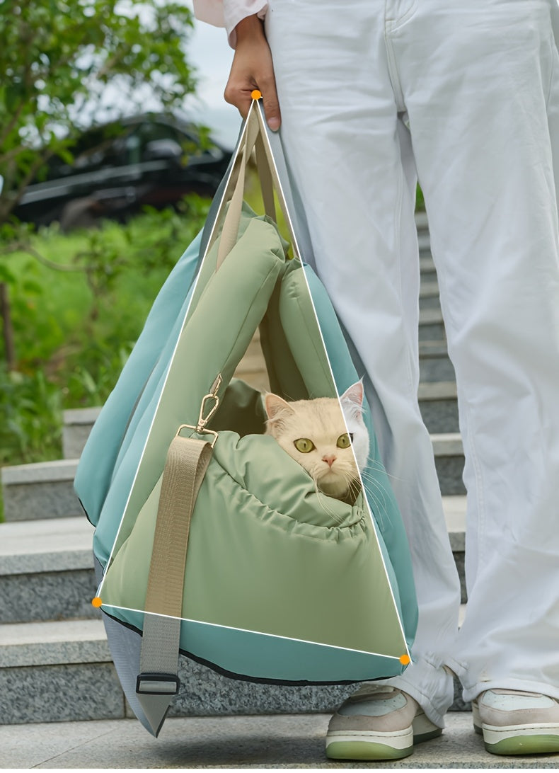 Mochila de Transporte para Gatos e Cães Pequenos - Assento de Carro com Cinto de Segurança Ajustável, Impermeável e Confortável para Viagens