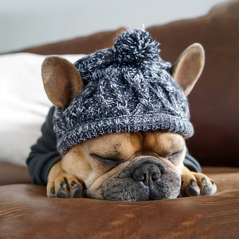 Gorro de Inverno para Cães - Chapéu de Malha Quente para Cachorros com Furos para as Orelhas e Ajuste de Queixo