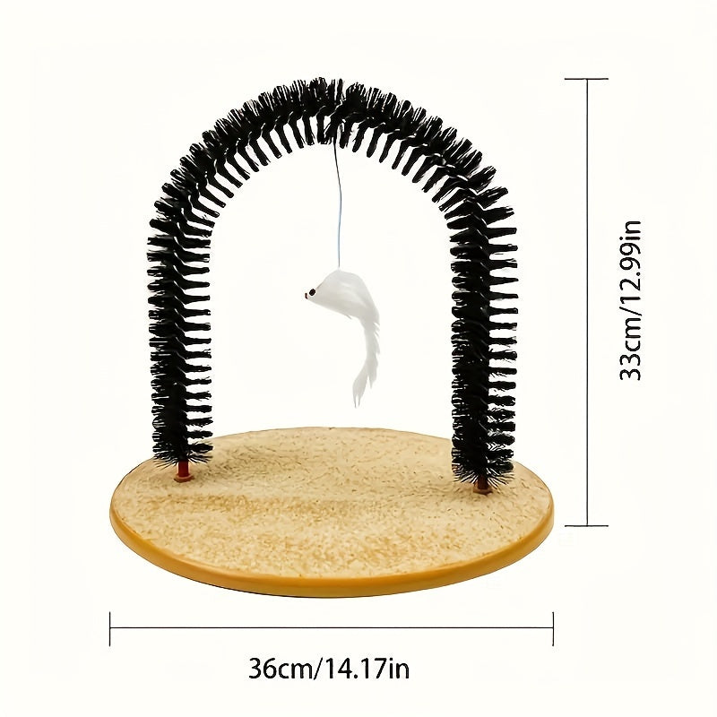 Escova de Cuidados para Gatos - Arco Interativo de Massagem e Diversão Irresistível