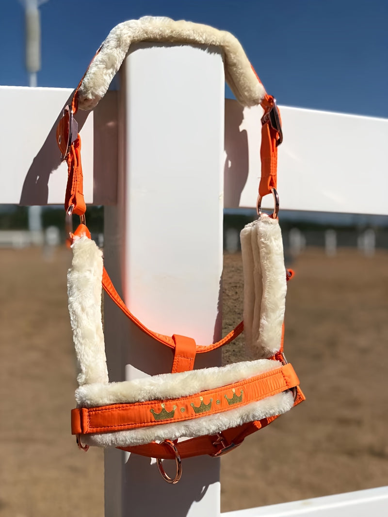 Halter de Cavalo de Lã com Faixa de Pele Sintética Removível