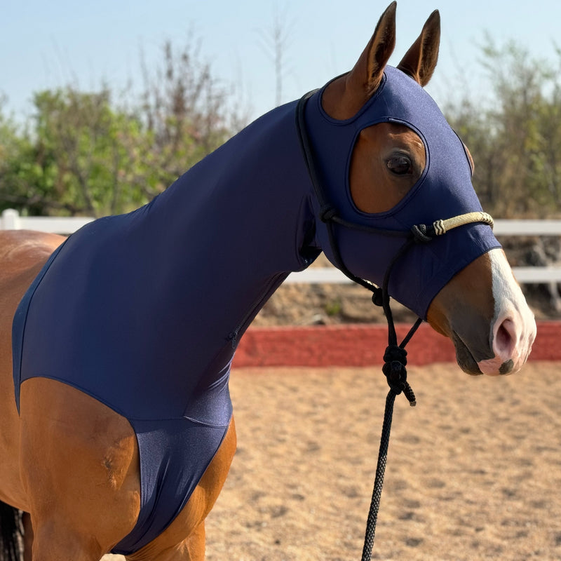 Capô para Cavalo Slinky Lycra com Zíper e Proteção para Trança de Crina