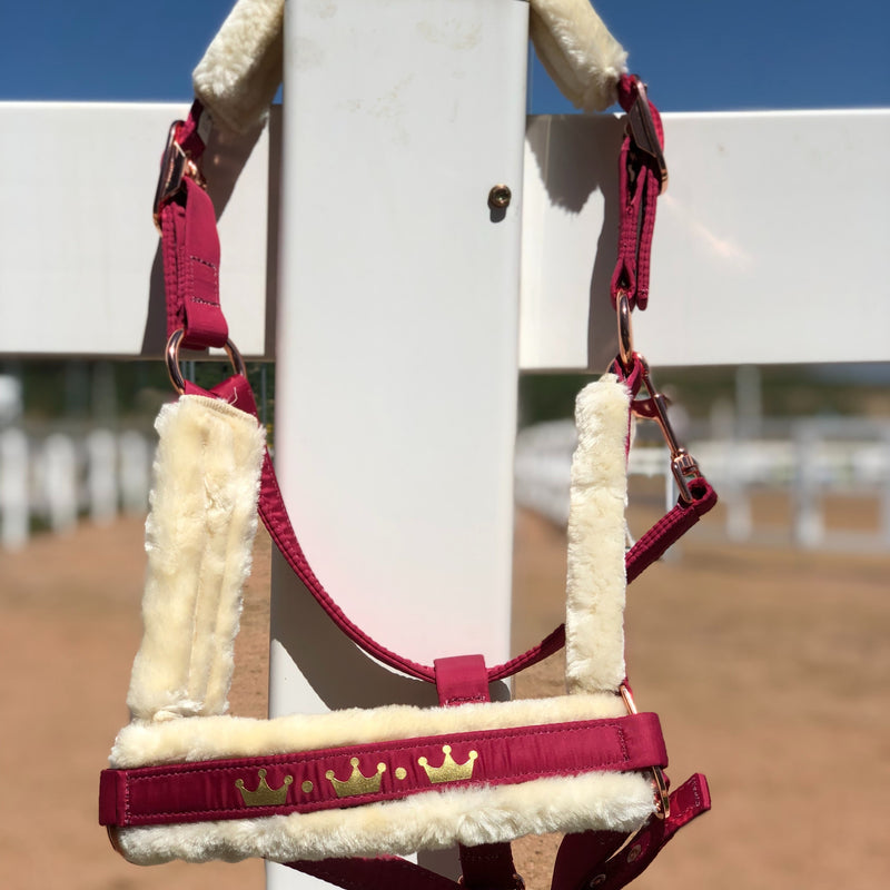 Halter de Cavalo de Lã com Faixa de Pele Sintética Removível