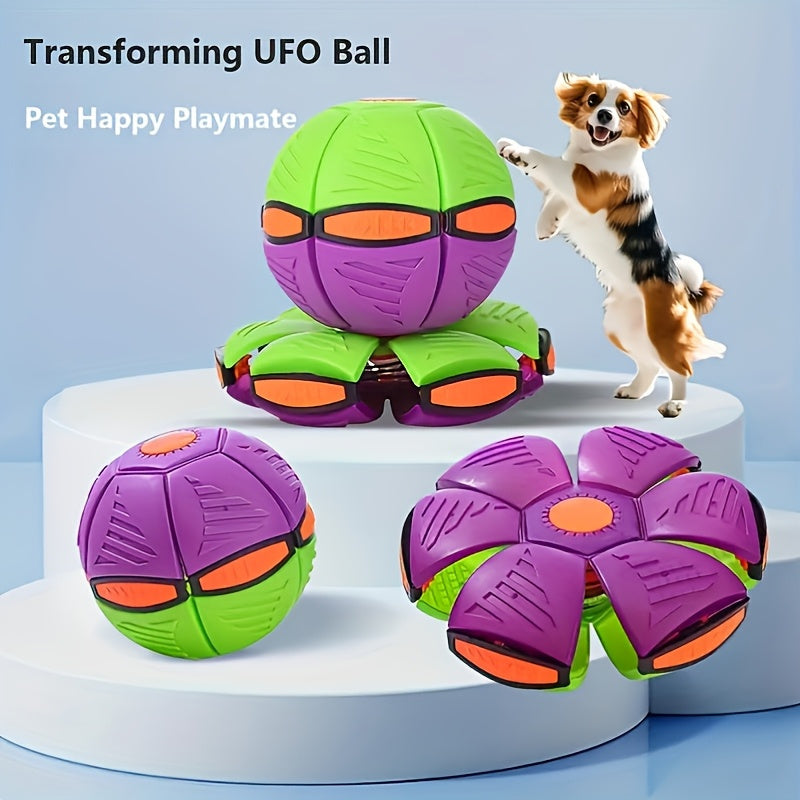 Brinquedo Interativo UFO para Cães - Bola de Borracha Durável com Hélices Rotativas