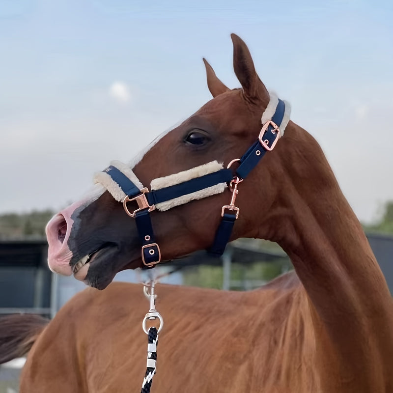 Halter de Cavalo de Lã com Faixa de Pele Sintética Removível