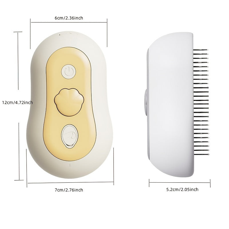 Escova de Grooming 3 em 1 PetPro com Vapor USB - Escova de Massagem e Remoção de Pelos para Gatos e Cães