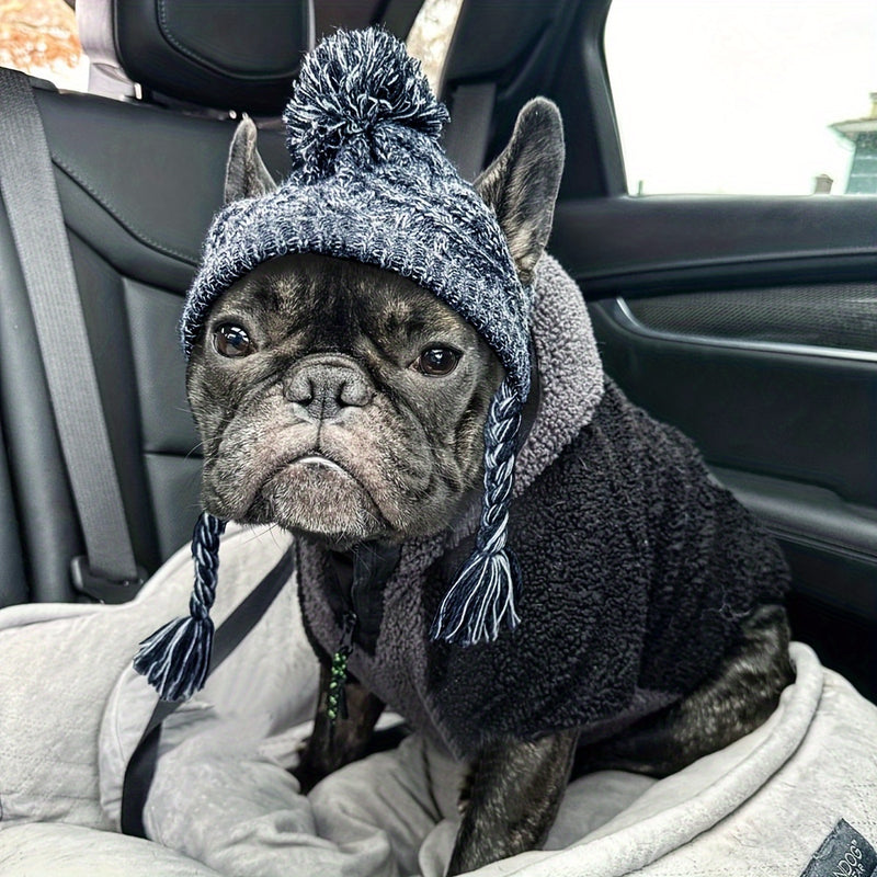 Gorro de Inverno para Cães - Chapéu de Malha Quente para Cachorros com Furos para as Orelhas e Ajuste de Queixo